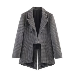 Chic Asymmetrical Plaid Blazer for Women