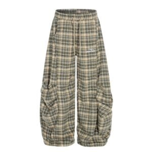 Plaid wide leg pants for men