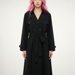 Classic Double-Breasted Long Trench Coat