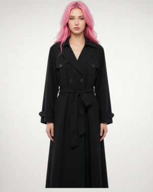 Classic Double-Breasted Long Trench Coat