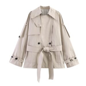 Elegant waistband loose windbreaker