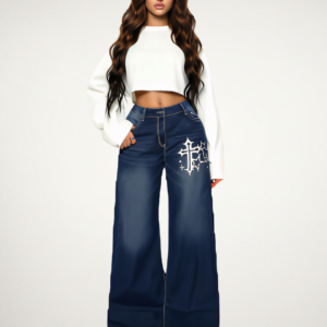 Vintage Cross Print Oversized Denim