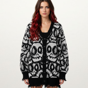 Oversized Skull Knit Cardigan
