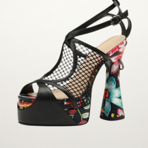 Peep-Toe Mesh Platform Heels