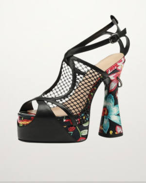 Peep-Toe Mesh Platform Heels