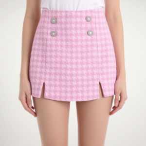 Summer Pink Plaid Skirt