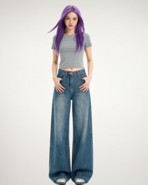 Vintage Washed Wide-leg Denim