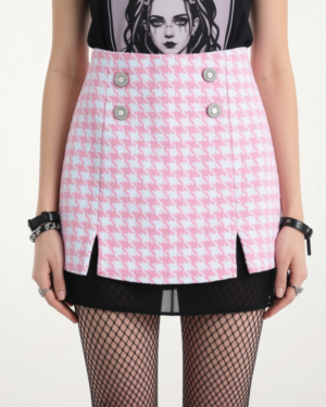 Summer Pink Plaid Skirt
